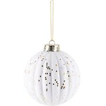 Dekoratief | Hanger bal 'Flocked', wit/goud, stof, 10x10x10cm | A245343