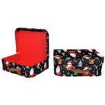 Dekoratief | Set 2 koffertjes 'Santa is Coming', 25x18x7cm | A245454