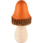 Dekoratief | Paddenstoel oranje/naturel, hout, 10x10x20cm | A245564