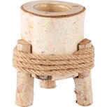 Dekoratief | Theelichthouder op pootjes, naturel, hout, 8x8x12cm | A245609
