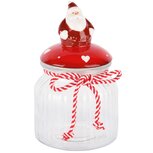 Dekoratief | Bonbonni?re m/santa, rood, dolomiet/glas, 11x11x18cm | A245714 Dekoratief | Bonbonni?re m/santa, rood, dolomiet/glas, 11x11x18cm | A245714