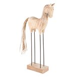 Dekoratief | Deco paard op voet, naturel, hout/metaal, 15x5x34cm | A245804