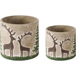 Dekoratief | Set 2 Bloempots 'Forest Antlers', cement, 14x14x13cm | A245831