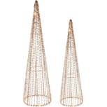 Dekoratief | Set 2 Kegel vorm m/draadjes, goud, LED, 16x16x60cm | A245867