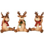 Dekoratief | Rendier zittend, horen/zien/zwijgen, resina, 10x8x13cm, set van 3 stuks | A245920 Dekoratief | Rendier zittend, horen/zien/zwijgen, resina, 10x8x13cm, set van 3 stuks | A245920