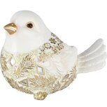 Dekoratief | Vogeltje 'Kristy', wit/goud, resina, 14x8x11cm | A245943 Dekoratief | Vogeltje 'Kristy', wit/goud, resina, 14x8x11cm | A245943