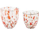 Dekoratief | Set 2 theelichthouders 'Blurred Terra', glas, 10x10x11cm | A248004