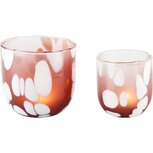 Dekoratief | Set 2 theelichthouders 'Smudge Chic Rouge', glas, 12x12x12cm | A248026 Dekoratief | Set 2 theelichthouders 'Smudge Chic Rouge', glas, 12x12x12cm | A248026