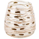 Dekoratief | Theelichthouder 'Gold Wired', transparant, glas, 11x11x11cm | A248041 Dekoratief | Theelichthouder 'Gold Wired', transparant, glas, 11x11x11cm | A248041