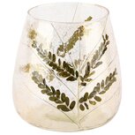 Dekoratief | Theelichthouder 'Green Sprigs', transparant, glas, 11x11x11cm | A248043 Dekoratief | Theelichthouder 'Green Sprigs', transparant, glas, 11x11x11cm | A248043