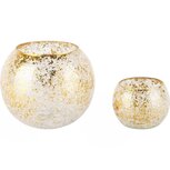 Dekoratief | Set 2 theelichthouders 'Crackled Gold', transparant, glas, 14x14x12cm | A248047 Dekoratief | Set 2 theelichthouders 'Crackled Gold', transparant, glas, 14x14x12cm | A248047
