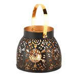 Dekoratief | Lantaarn 'Alium Flower', zwart/goud, metaal, 11x11x10cm | A248071