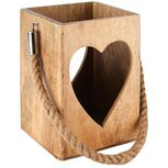 Dekoratief | Theelichthouder kubus m/hart, naturel, hout, 14x14x20cm | A248088