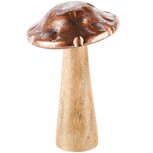 Dekoratief | Paddenstoel 'Copper Brushed', aluminium/hout, 12x12x20cm | A248113