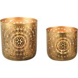 Dekoratief | Set 2 theelichthouders 'Mandala', goud, metaal, 12x12x13cm | A248140 Dekoratief | Set 2 theelichthouders 'Mandala', goud, metaal, 12x12x13cm | A248140
