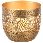 Dekoratief | Theelichthouder 'Squiggle', goud, metaal, 10x10x9cm | A248143
