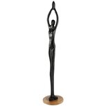 Dekoratief | Deco dame yoga, zwart/naturel, metaal/hout, 10x10x48cm | A248155