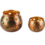 Dekoratief | Set 2 theelichthouders m/hartjes, koper, metaal, 10x10x8cm | A248173 Dekoratief | Set 2 theelichthouders m/hartjes, koper, metaal, 10x10x8cm | A248173
