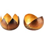 Dekoratief | Theelichthouder open 'Copper Sky', metaal, 10x10x7cm, set van 2 stuks | A248176 Dekoratief | Theelichthouder open 'Copper Sky', metaal, 10x10x7cm, set van 2 stuks | A248176