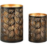 Dekoratief | Set 2 Waxinelichthouders 'Flowing Flowers', zwart/goud, metaal, 13x13x20cm | A248200 Dekoratief | Set 2 Waxinelichthouders 'Flowing Flowers', zwart/goud, metaal, 13x13x20cm | A248200