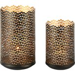Dekoratief | Set 2 Waxinelichthouders 'Little Arches', zwart/goud, metaal, 13x13x22cm | A248201 Dekoratief | Set 2 Waxinelichthouders 'Little Arches', zwart/goud, metaal, 13x13x22cm | A248201