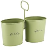 Dekoratief | Bestekhouder 'Forks/Spoons', groen, metaal, 24x8x19cm | A248238 Dekoratief | Bestekhouder 'Forks/Spoons', groen, metaal, 24x8x19cm | A248238