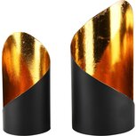 Dekoratief | Set 2 theelichthouders 'Spiral', goud/zwart, metaal, 10x10x21cm | A248245 Dekoratief | Set 2 theelichthouders 'Spiral', goud/zwart, metaal, 10x10x21cm | A248245