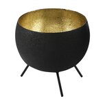 Dekoratief | Theelichthouder op pootjes, zwart/goud, metaal, 10x10x10cm | A248289 Dekoratief | Theelichthouder op pootjes, zwart/goud, metaal, 10x10x10cm | A248289