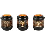 Dekoratief | Theelichthouder 'Mixed', zwart/goud, metaal, 8x8x10cm, set van 3 stuks | A248311 Dekoratief | Theelichthouder 'Mixed', zwart/goud, metaal, 8x8x10cm, set van 3 stuks | A248311