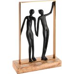 Dekoratief | Deco koppel in frame, zwart/goud/naturel, metaal/hout, 20x8x31cm | A248431 Dekoratief | Deco koppel in frame, zwart/goud/naturel, metaal/hout, 20x8x31cm | A248431