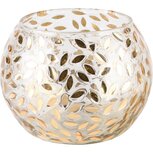 Dekoratief | Theelichthouder bol, 'Golden Leaf', glas, 13x13x10cm | A248442