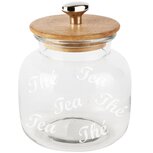 Dekoratief | Bewaarpot 'Tea/Th?', transparant, glas/hout, 14x14x20cm | A248484 Dekoratief | Bewaarpot 'Tea/Th?', transparant, glas/hout, 14x14x20cm | A248484