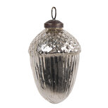 Clayre & Eef | Kerstbal Zilverkleurig ø 7x10 cm | 6GL4540M Clayre & Eef | Kerstbal Zilverkleurig ø 7x10 cm | 6GL4540M