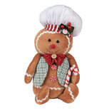Clayre & Eef | Decoratie peperkoekpop Bruin Wit 19x14x35 cm | 65583 Clayre & Eef | Decoratie peperkoekpop Bruin Wit 19x14x35 cm | 65583