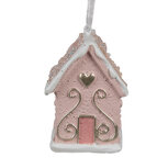 Clayre & Eef   | Decoratie hanger huisje Roze 4x4x6 cm | 6PR4211