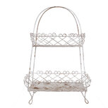 Clayre & Eef | Etagère 2 laags Wit Bruin 47x24x66 cm | 5Y1238 Clayre & Eef | Etagère 2 laags Wit Bruin 47x24x66 cm | 5Y1238