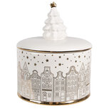 Clayre & Eef | Voorraadpot met deksel Wit Goudkleurig ø 15x19 cm | 6CE1736 Clayre & Eef | Voorraadpot met deksel Wit Goudkleurig ø 15x19 cm | 6CE1736