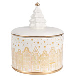 Clayre & Eef | Voorraadpot met deksel Wit Goudkleurig ø 15x19 cm | 6CE1737 Clayre & Eef | Voorraadpot met deksel Wit Goudkleurig ø 15x19 cm | 6CE1737