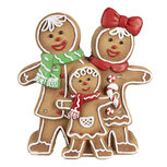 Clayre & Eef | Decoratie peperkoekpoppen met LED Bruin Wit 31x10x35 cm | 6MG0049 Clayre & Eef | Decoratie peperkoekpoppen met LED Bruin Wit 31x10x35 cm | 6MG0049
