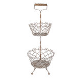 Clayre & Eef | Etagère 2 laags Wit ø 28x74 cm | 6Y5620 Clayre & Eef | Etagère 2 laags Wit ø 28x74 cm | 6Y5620