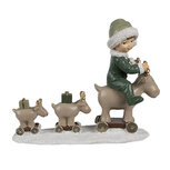 Clayre & Eef | Kerstdecoratie kind op hert Beige groen 17x8x14 cm | 6PR4188 Clayre & Eef | Kerstdecoratie kind op hert Beige groen 17x8x14 cm | 6PR4188