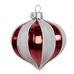 Clayre & Eef   | Kerstbal Rood Wit ø 8x8 cm | 6GL4628