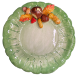 Kastanje rond Presenteerschaal groen blad aardewerk 32 cm cm | GI13 | Piccobella Italiaans Servies Kastanje rond Presenteerschaal groen blad aardewerk 32 cm cm | GI13 | Piccobella Italiaans Servies