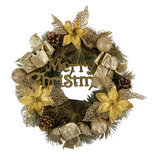Clayre & Eef | Kerstdecoratie Krans Goudkleurig Groen ø 40x10 cm | 65774 Clayre & Eef | Kerstdecoratie Krans Goudkleurig Groen ø 40x10 cm | 65774