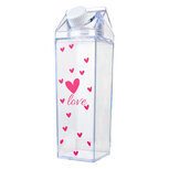 Clayre & Eef | Drinkfles Transparant Rood 6x6x20 cm / 500 ml | 65699 Clayre & Eef | Drinkfles Transparant Rood 6x6x20 cm / 500 ml | 65699