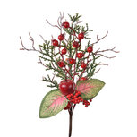 Clayre & Eef | Kerstdecoratie Tak Rood Groen 16x6x37 cm | 65846 Clayre & Eef | Kerstdecoratie Tak Rood Groen 16x6x37 cm | 65846