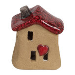 Clayre & Eef   | Decoratie Huisje Bruin Rood 7x6x8 cm | 6CE1778