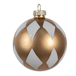 Clayre & Eef | Kerstbal Goudkleurig Wit ø 8x8 cm | 6GL4610 Clayre & Eef | Kerstbal Goudkleurig Wit ø 8x8 cm | 6GL4610