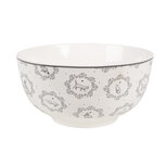 Clayre & Eef | Soepkom Wit Grijs ø 14x7 cm / 500 ml | LGCBO Clayre & Eef | Soepkom Wit Grijs ø 14x7 cm / 500 ml | LGCBO