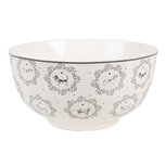 Clayre & Eef | Soepkom Wit Grijs ø 14x7 cm / 500 ml | LGDBO Clayre & Eef | Soepkom Wit Grijs ø 14x7 cm / 500 ml | LGDBO